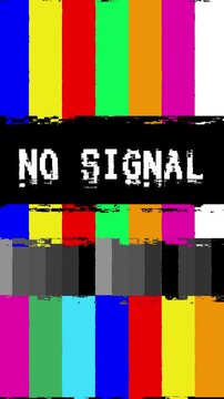 No Signal Screen Test Pattern Glitch Effect. 4K Video