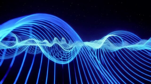Abstract Blue Digital Sound Waveform Visualization Background.