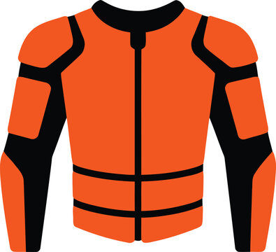 Orange and black motorcycle protective armor jacket illustration with protective motorcycle protection