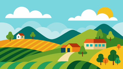  Sustainable Farming Hills Vector Landscape  © Chamok Chandra