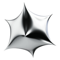 Fototapeta premium Chrome Abstract Shape 3d Render icon, Isolated Metal shape, Futuristic modern minimalist Y2K aesthetic, Transparent background, 3d illustration
