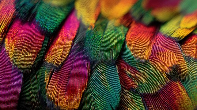 Extreme Macro View of Vibrant Overlapping Butterfly Wing Scales in a Rich Spectrum of Colors