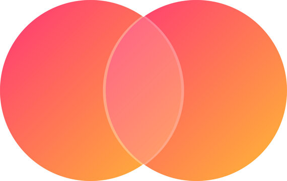 Modern abstract minimalist design featuring two overlapping circles with vibrant red and orange gradient illustration