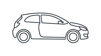 Fototapeta premium Modern Car Outline Drawing, Minimalist Vehicle Icon, Simple Auto Design