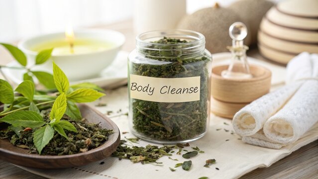Herbal Body Cleanse Preparation with Natural Ingredients and Serenity