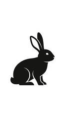 Obraz premium Black Silhouette of a Rabbit on a White Background