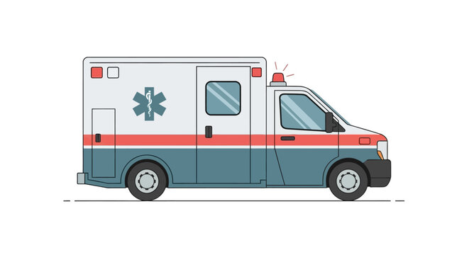 Emergency medical service ambulance illustration isolated on a clean white background.