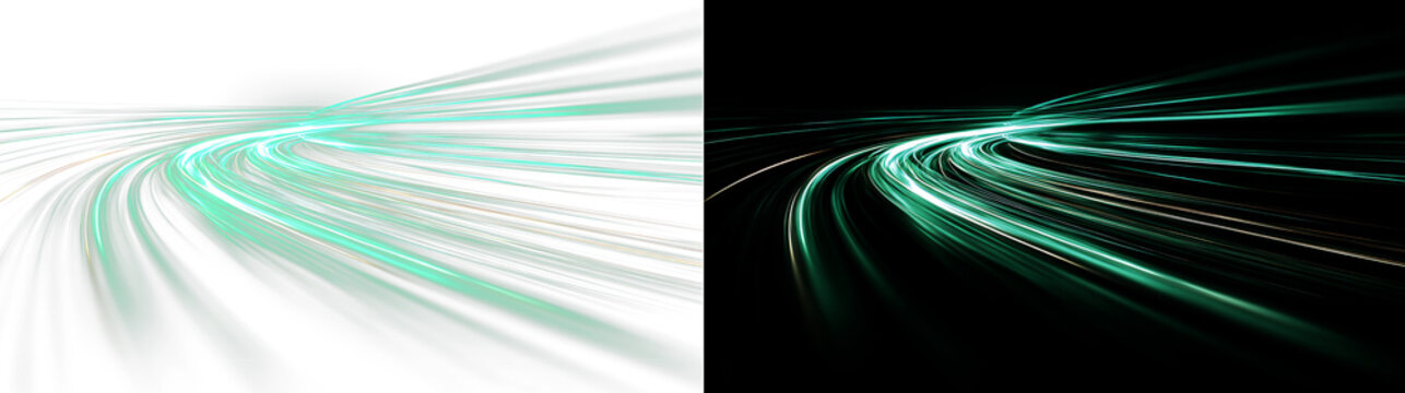 Futuristic neon road streaks with vibrant motion blur creating dynamic cyber highway energy flow with glowing digital night illumination and speed effect design