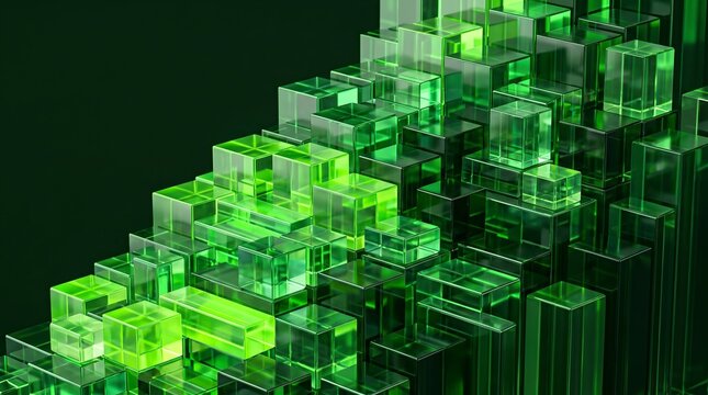Digital cityscape glowing neon green futuristic urban architecture at night