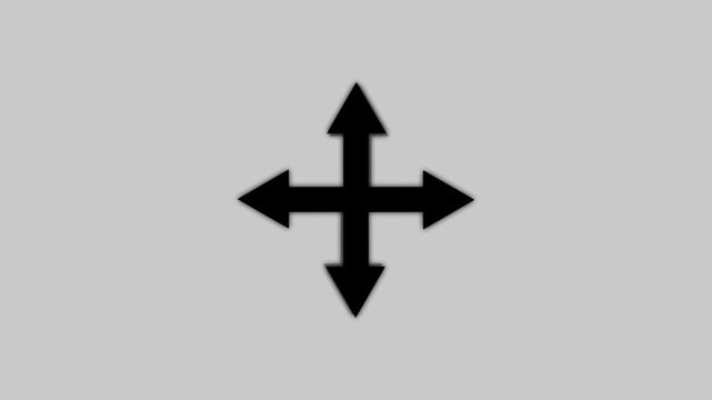 way direction arrow sign. Animated Black Four-Way Arrows way direction. 4 directional arrows animation on white background. compass concept all 4 direction, east, west, south and north.