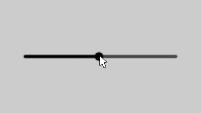Mouse cursor slide over click volume up button on white Background. Mouse Cursor Clicks Volume Up. Device Screen View of Cursor Sliding Increase Sound to Music Song Track or Video Media Player