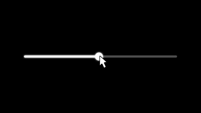 Mouse cursor slide over click volume up button on white Background. Mouse Cursor Clicks Volume Up. Device Screen View of Cursor Sliding Increase Sound to Music Song Track or Video Media Player