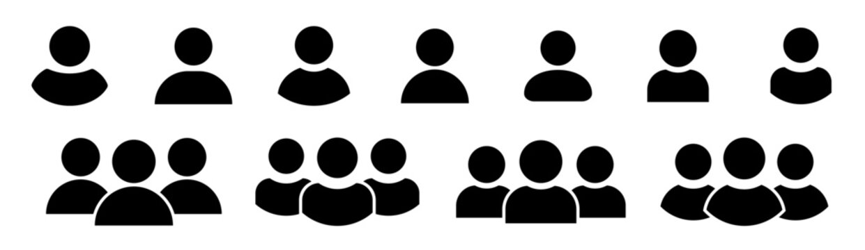 User icon set. People. Account sign.  Vector avatar. Group of people icons. People black vector icons.