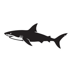 Fototapeta premium Great White Shark Silhouette Ocean Predator Marine Animal Design