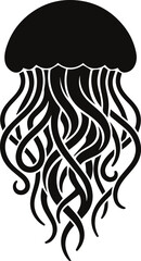 Fototapeta premium Jellyfish Silhouette Ocean Marine Creature Flowing Tentacles Sea Life Artwork