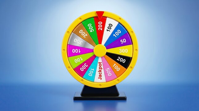 Spinning Prize Wheel with Colorful Segments and Numbers