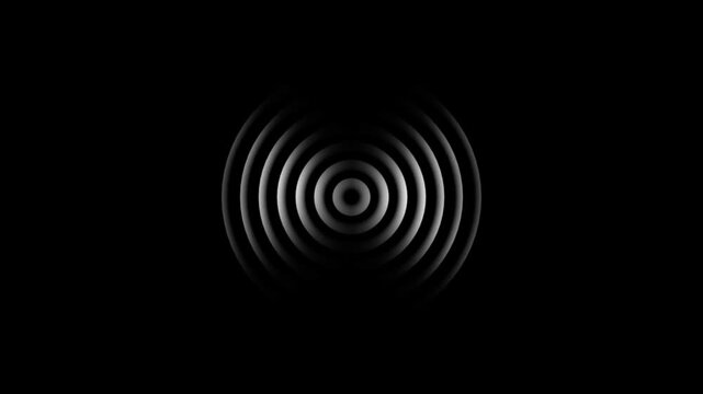 Seamless loop.Neon Wave abstract background. waves animation come from center. neon line radio wave animation on black background. radio waves background neon animated
