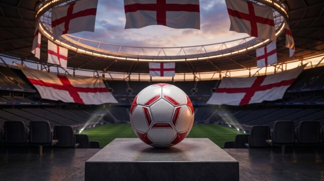 Exciting football match showcase wembley stadium image of soccer ball indoor arena central focus team spirit concept