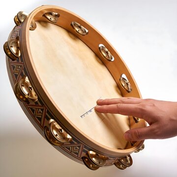 Def Frame Drum Jingles Fingertips Touch Isolated White Background