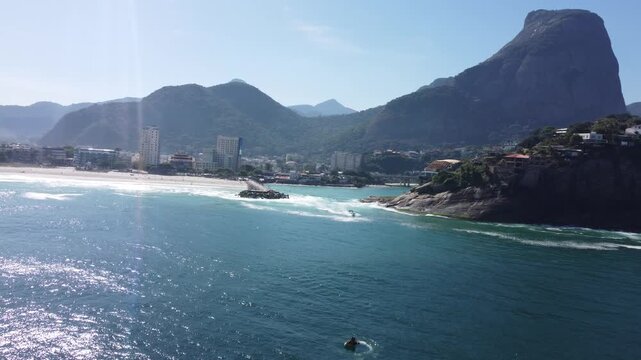 Rio de Janeiro, Brazil, aerial view, drone footage, panoramic view, drone, beach, tropical, travel, tourism, South America, kalian, 4K, cinematic, joatinga, joa, Rio de Janeiro, Brazil, shadows people