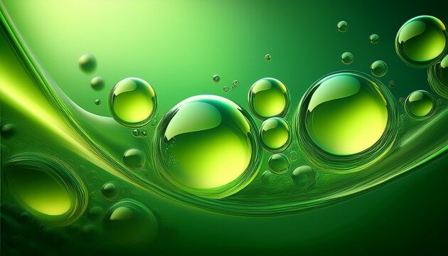 Oil Bubbles With Green Colour Background Abstract Background