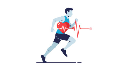 Fototapeta premium Runner with heart rate monitor showing healthy cardiovascular activity.