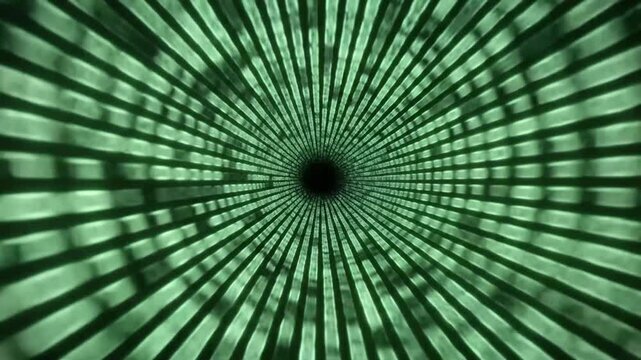Abstract green digital data stream tunnel background.