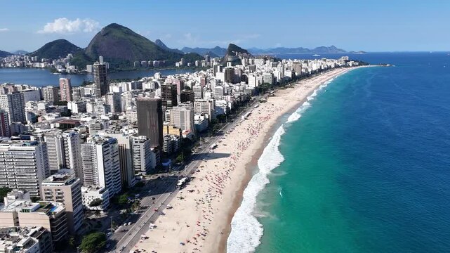 Beach, City, sea, Ipanema, rio de Janeiro, Brasil, Sunrise, golden hour, Leblon, wind, drone, orla