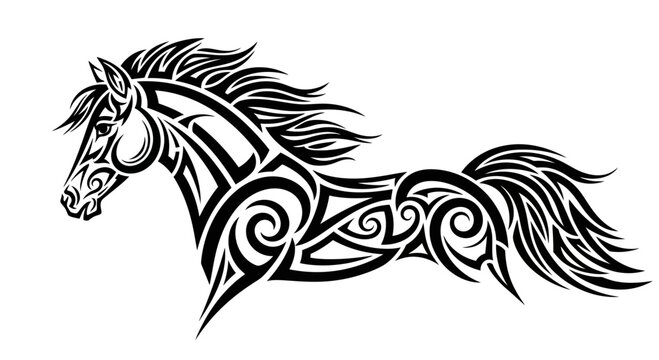 Black and white horse head design.