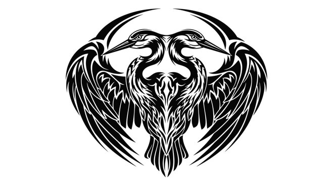 Black and white eagle illustration art.