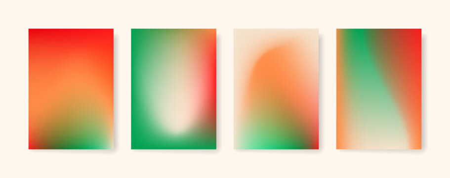 Blurred color gradient background, abstract red orange green grain gradation texture, vector soft beige texture blur abstract background