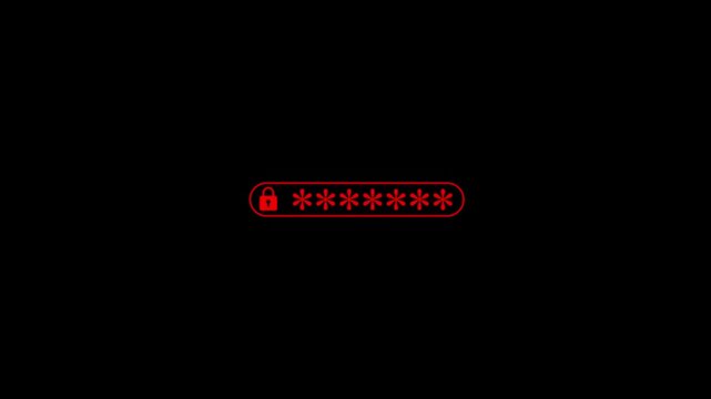 Red password input field with glowing lock for cybersecurity and data protection ui login