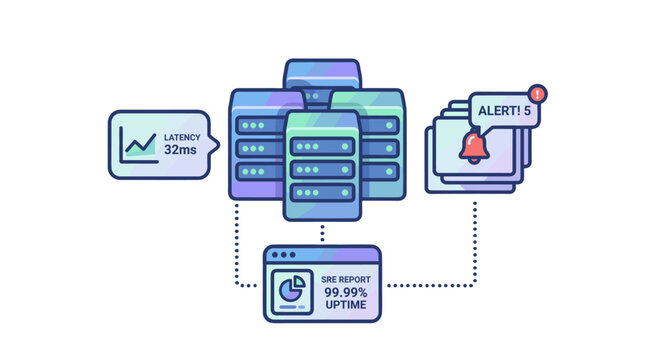 Network operations monitoring with servers latency and alerts