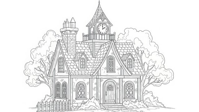 Historic Church Building in a European City Street Illustration