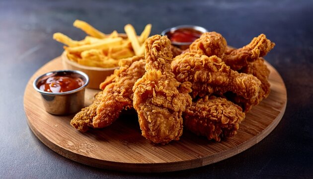 crispy fried chicken golden brown juicy interior served with sides unhealthy fast