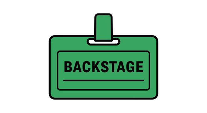 Green backstage pass, flat design style illustration, event access, security identification