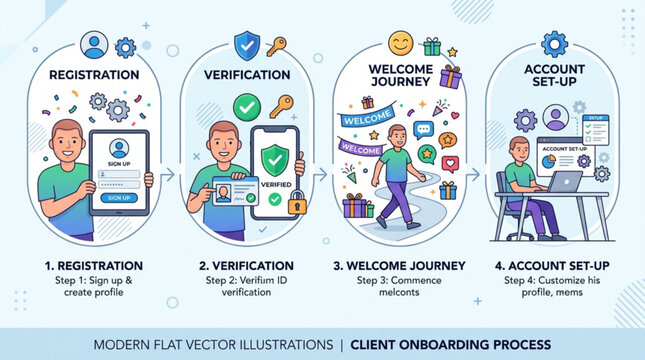 Client onboarding process steps infographic