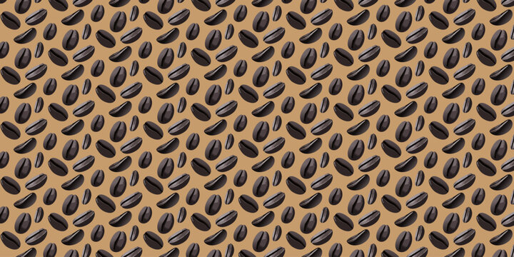 An aromatic and inviting seamless coffee bean pattern, ideal for warm caf&eacute; backgrounds, delicious menu designs, or captivating digital and print projects with a rich, textured feel