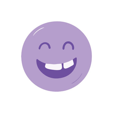 Cute purple emoji showing toothy smile expression illustration