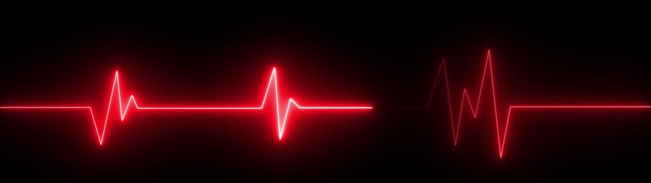 White neon ECG heartbeat pulse line on a dark background.glowing electrocardiogram wave showing medical health monitor, emergency cardiology signal and life.