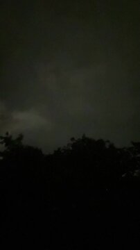 Lightning Bolt Strikes during thunderstorms with dark Clouds near Solapur, Maharashtra
