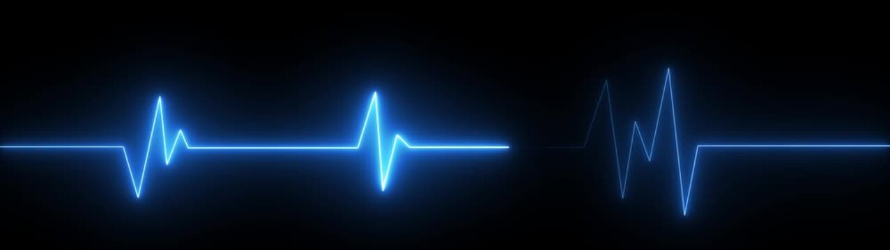 White neon ECG heartbeat pulse line on a dark background.glowing electrocardiogram wave showing medical health monitor, emergency cardiology signal and life.