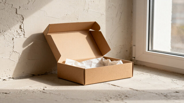 E-commerce product background with blank packaging set with twine advertisi
