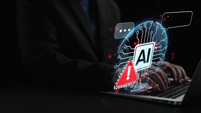 AI interface showing prompt error warning and system alert. AI prompt failure can lead to incorrect output or hallucination. Managing AI prompt error is crucial in safe AI deployment. Muxer