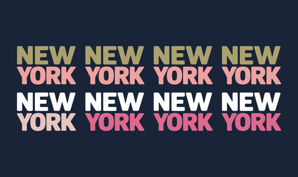 New York Typography Pattern Background, Modern Colorful Text Design for Poster and Print