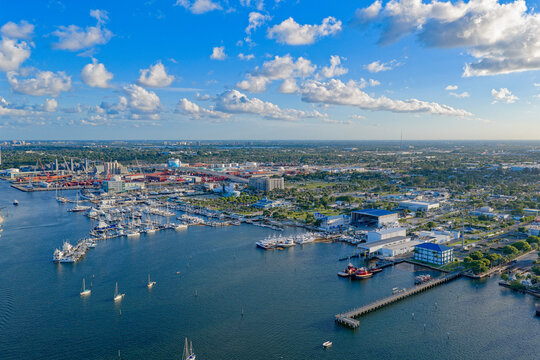 aerial view of North Palm Florida marina and port