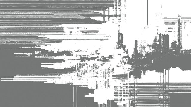 Glitchy distorted digital screen with chaotic horizontal and vertical lines and pixels error