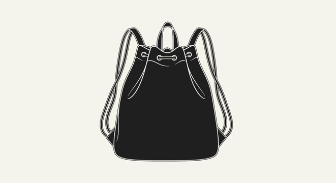 Minimalist black backpack illustration on light background