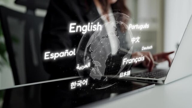 Global communication with multiple languages, digital translation tools, multilingual technology, cross-cultural communication, and virtual language learning environments. Muxer