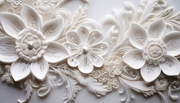 elegant white floral lace design wedding texture